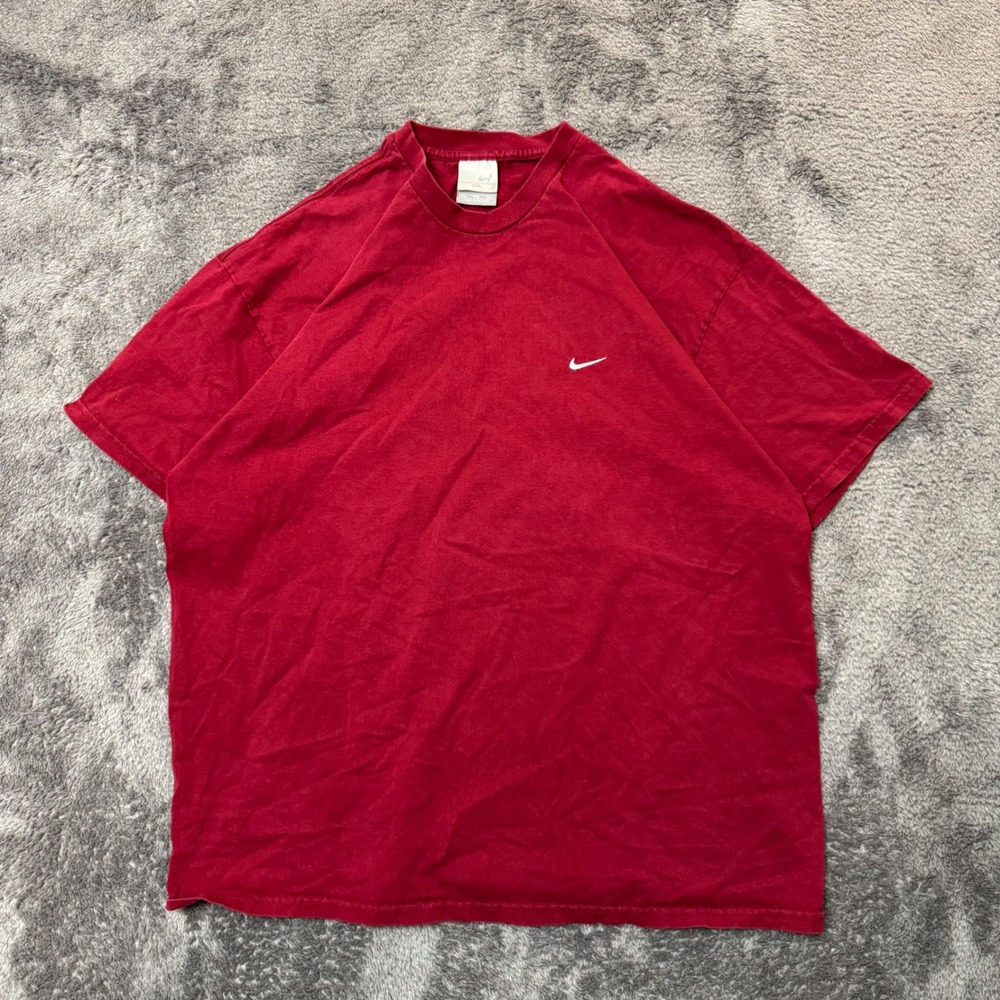 Nike Mens XXL Red Short Sleeve Embroidered Swoosh T-Shirt Crew Neck Tee